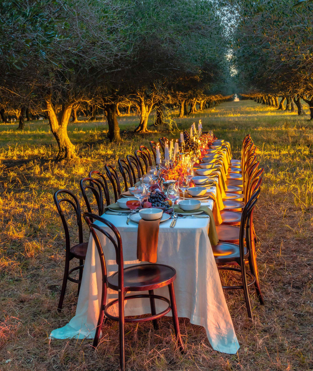 Grand Rectangle Brie White French LInen Tablecloth from Long Lunch Linen
