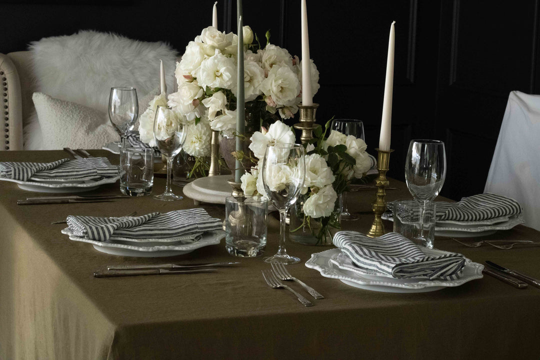 Caper Berry Green Linen Tablecloth