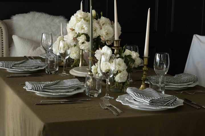 Caper Berry Green Linen Tablecloth