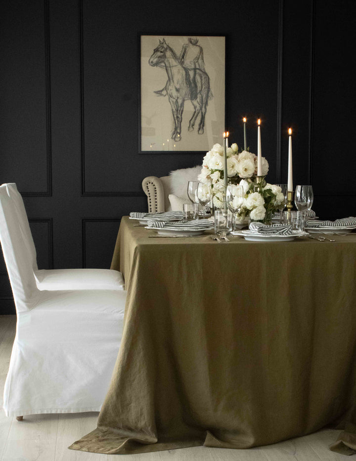 Caper Berry Green Linen Tablecloth