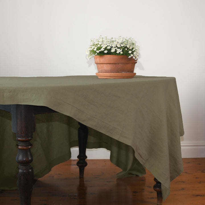 Caper Berry Green Linen Tablecloth