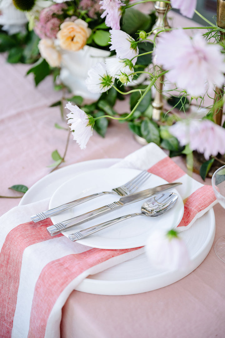 Strawberry Stripe Linen Napkins - Set Of Four