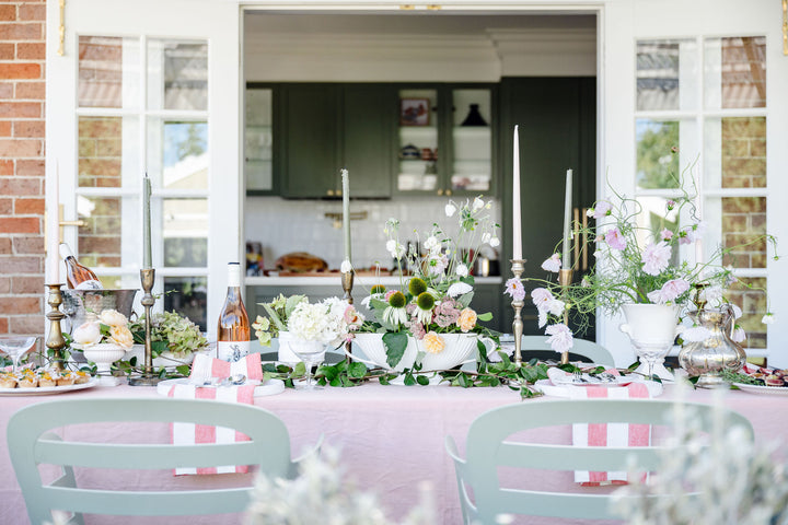 Strawberry Stripe Linen Napkins - Set Of Four