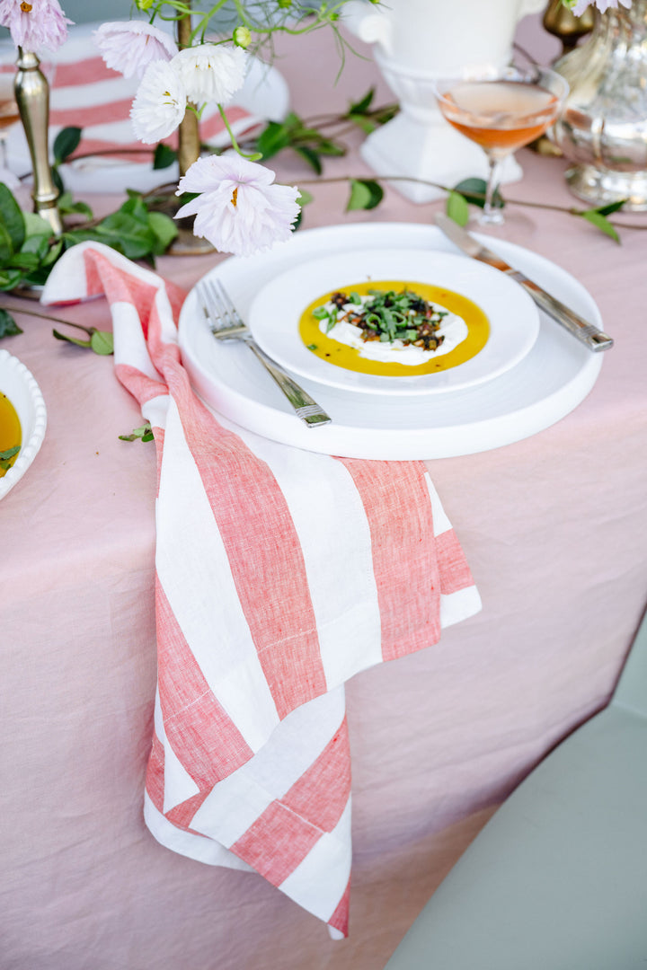 Strawberry Stripe Linen Napkins - Set Of Four