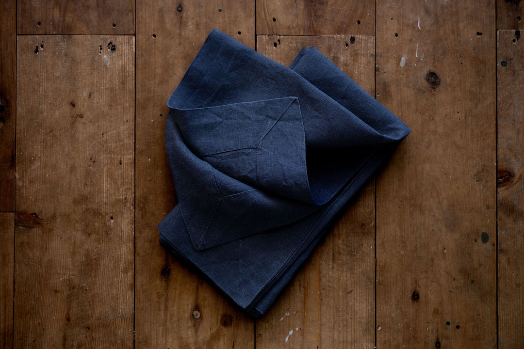 Truffle Navy Linen Napkins - Set Of Four