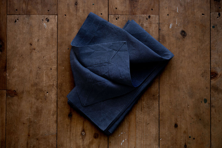 Truffle Navy Linen Napkins - Set Of Four