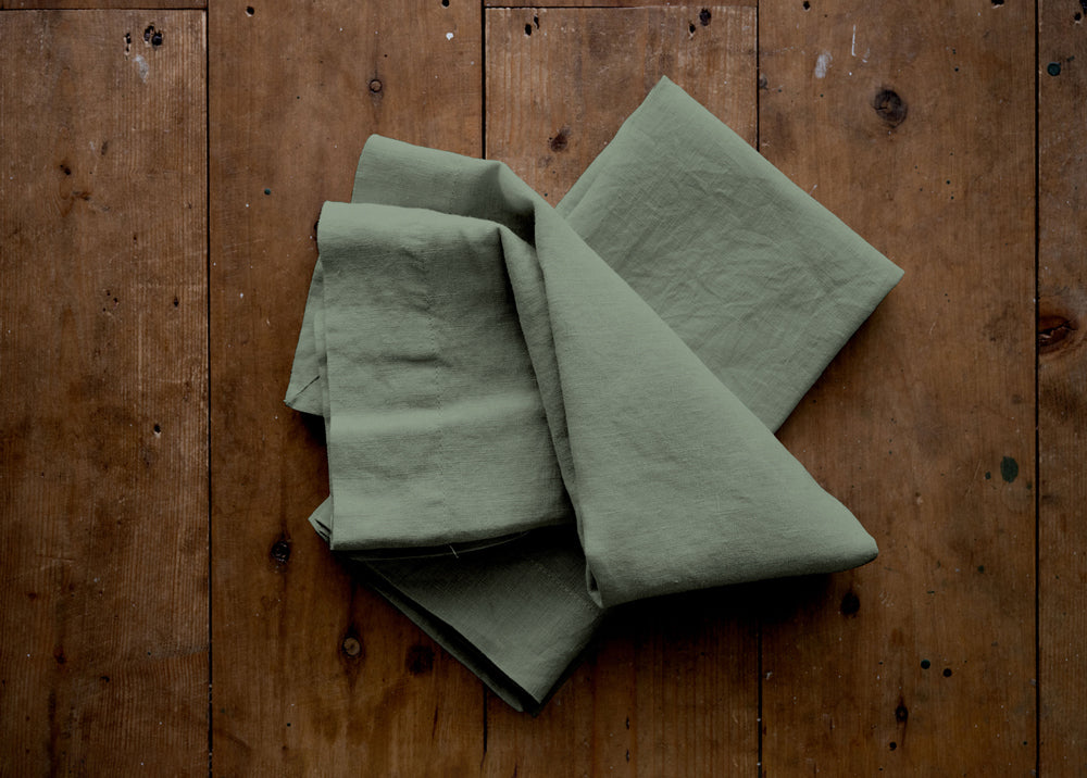 Sage Green Linen Napkins - Set Of Four