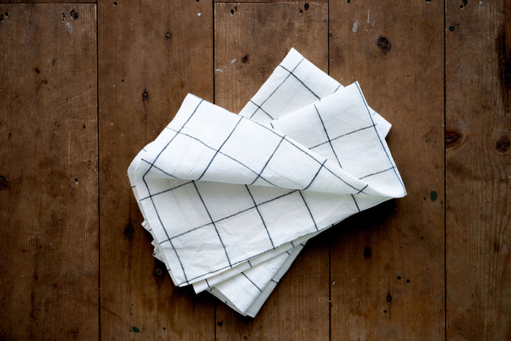 Charcoal Criss Cross Linen Napkins - Set Of Four