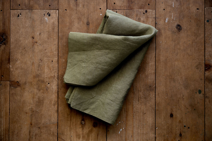 Caper Berry Green Linen Napkins - Set Of Four
