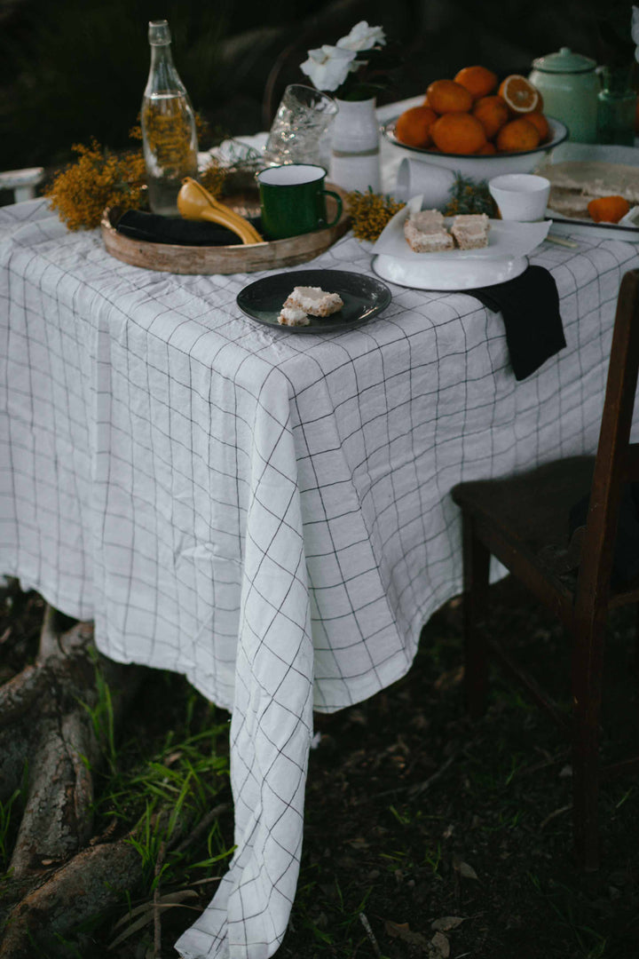 Charcoal Criss Cross Tablecloth