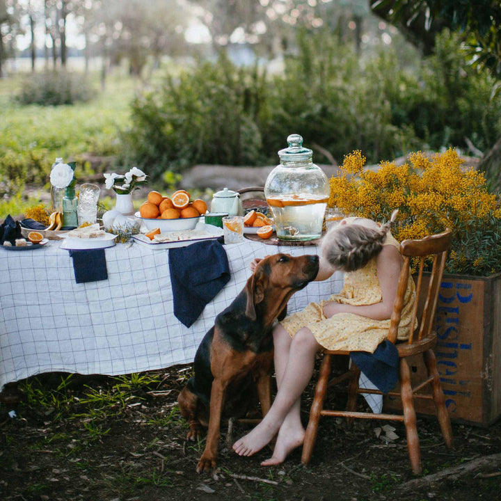 Charcoal Criss Cross Tablecloth