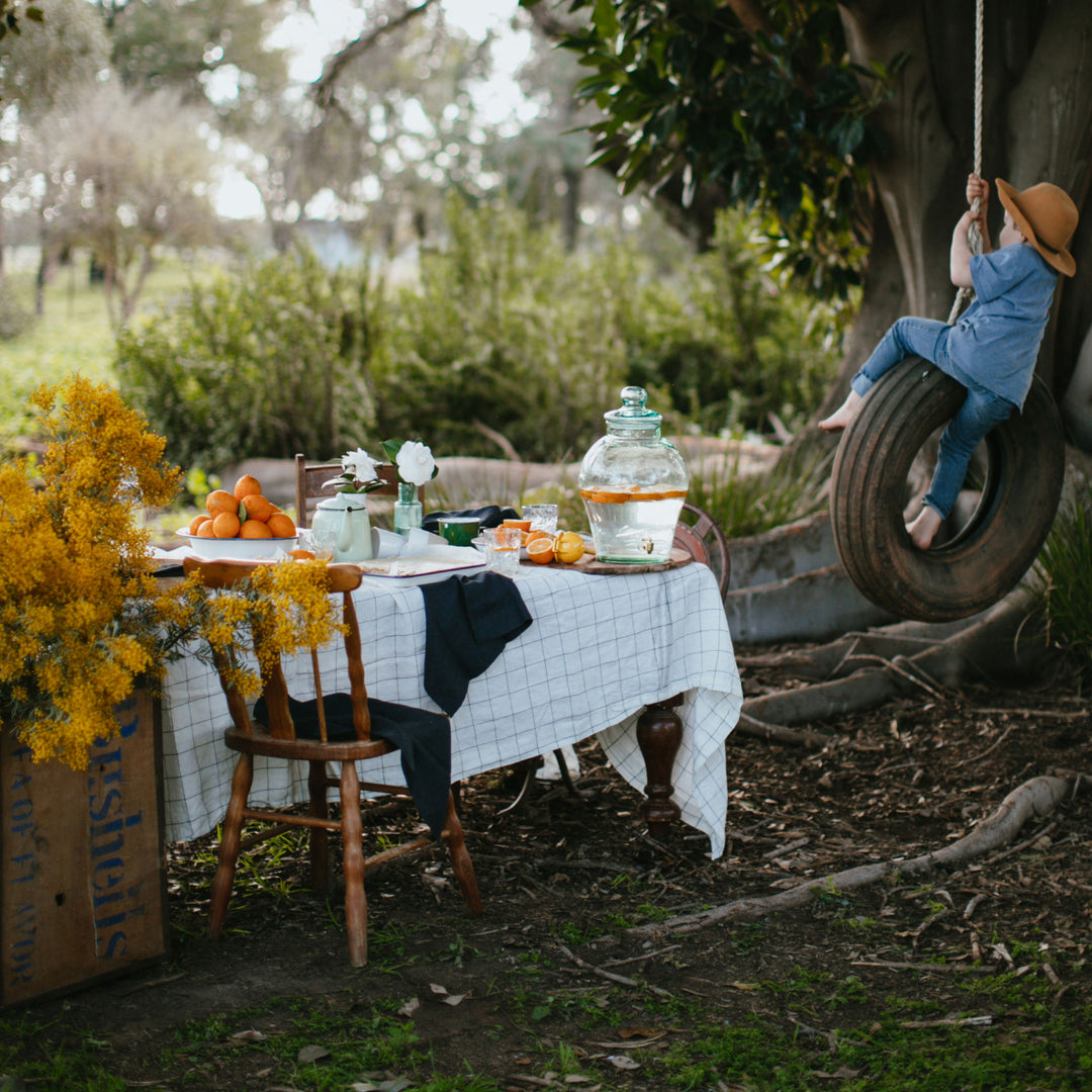 Charcoal Criss Cross Tablecloth