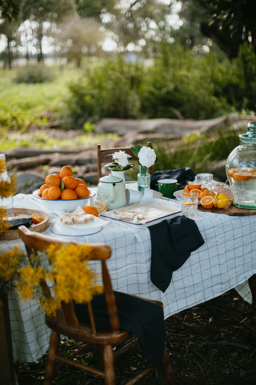 Charcoal Criss Cross Tablecloth