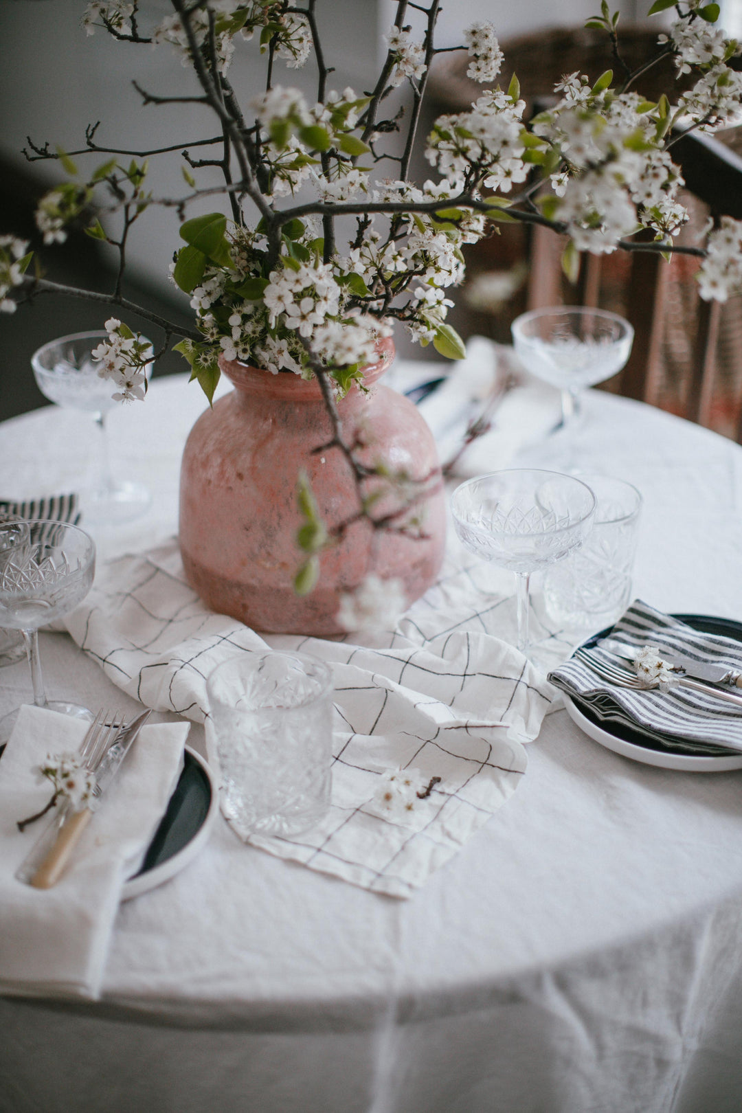 Brie White Linen Tablecloth