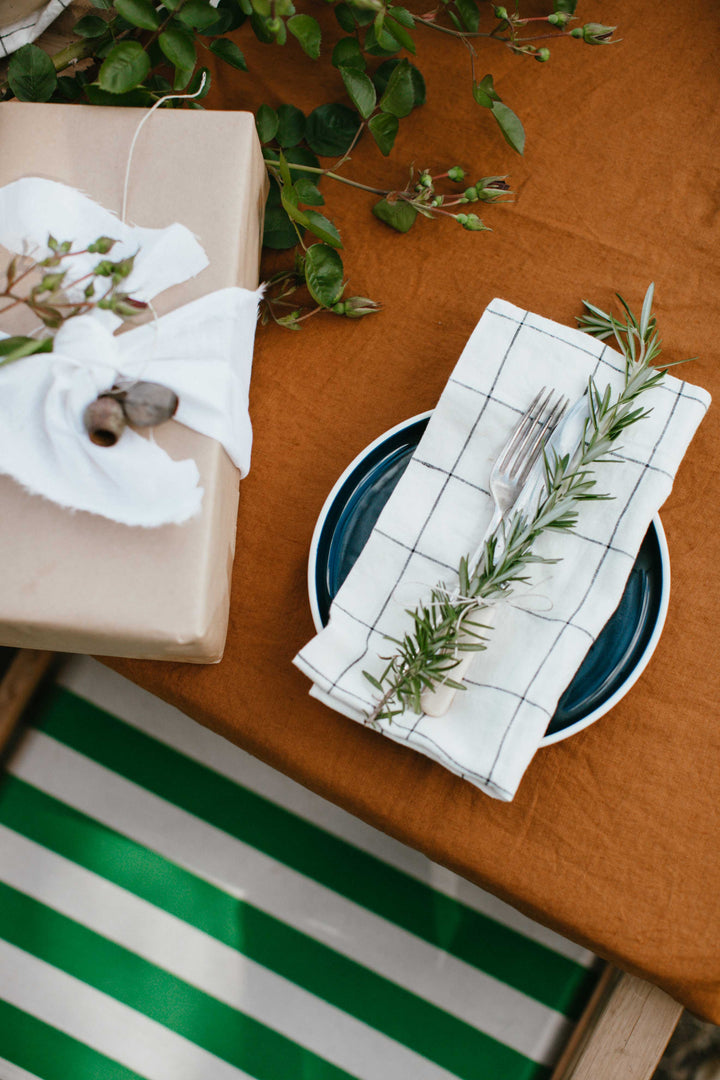 Charcoal Criss Cross Linen Napkins - Set Of Four