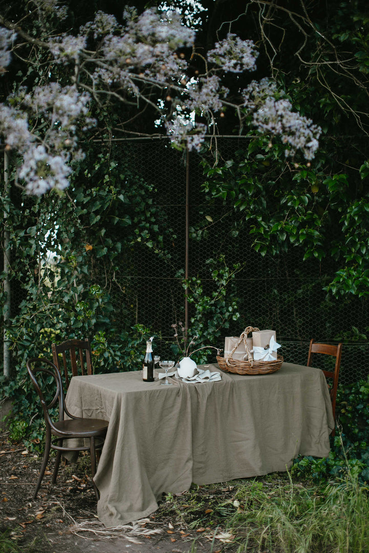 Caper Berry Green Linen Tablecloth