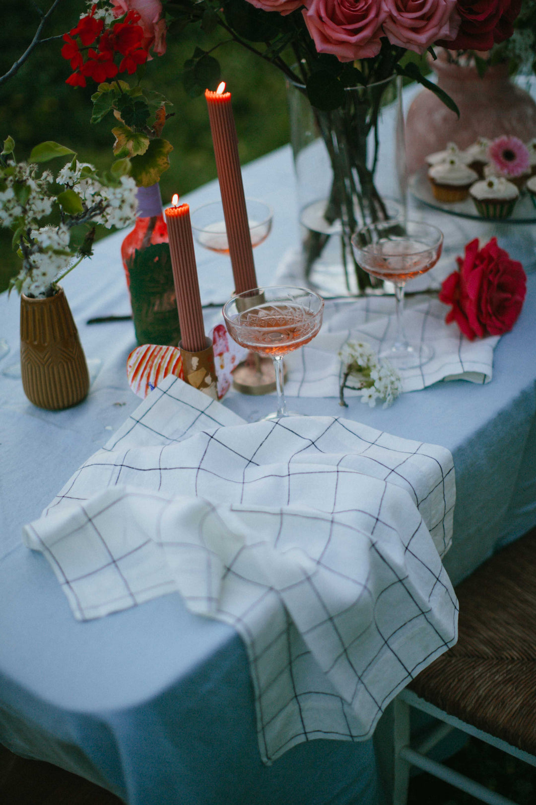 Charcoal Criss Cross Linen Napkins - Set Of Four