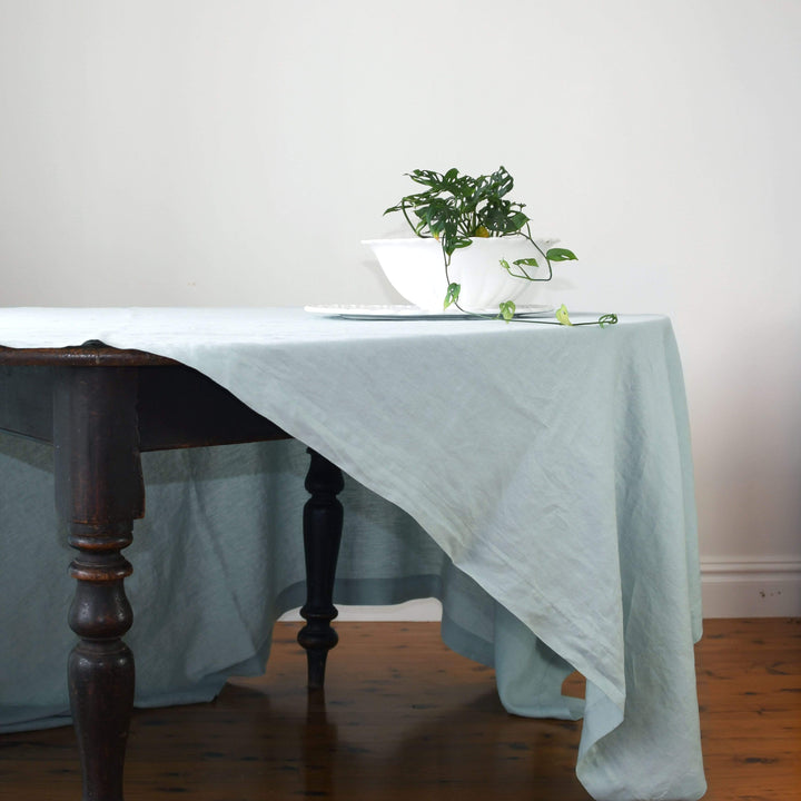 Long Lunch Linen Tablecloth Duck Egg Linen Tablecloth